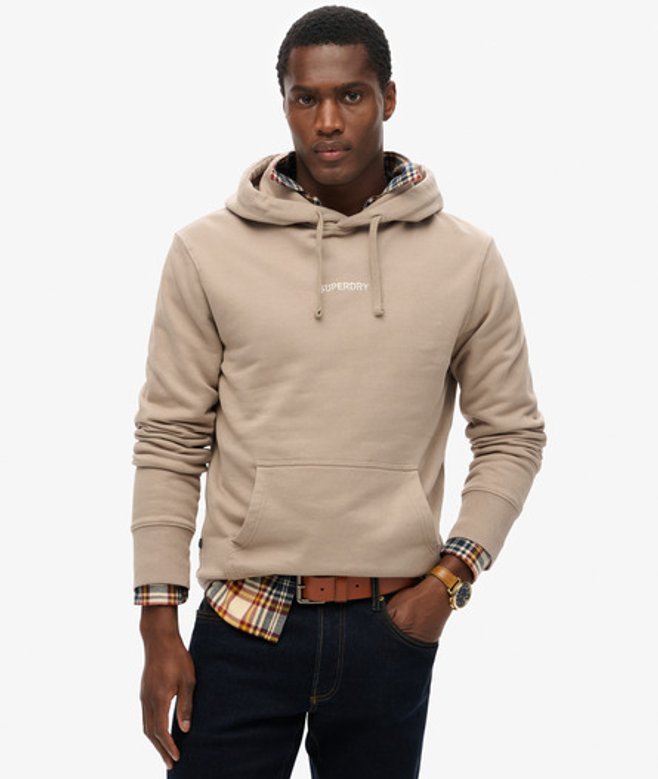 Superdry Hoodie met Losse Pasvorm en Klein Logo Beige