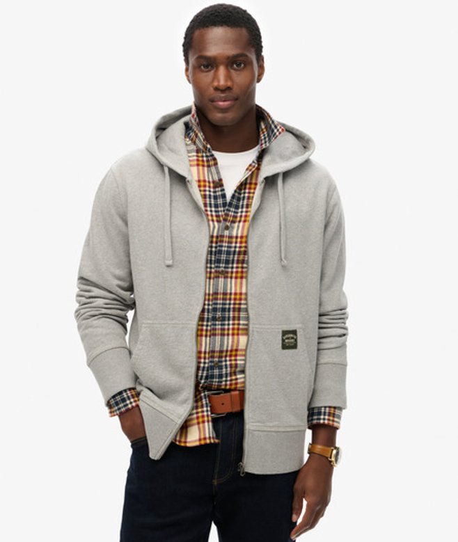 Relaxte Hoodie met Contrasterende Stiksels en Rits Grijs Grootte: M