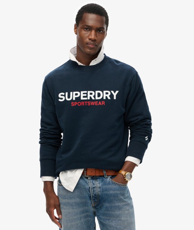 Superdry Sportswear Logo Sweatshirt met Ronde Hals en Losse Pasvorm Blauw