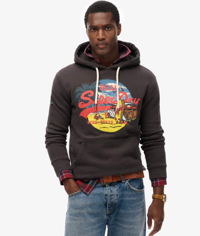 Superdry LA Graphic Hoodie Zwart
