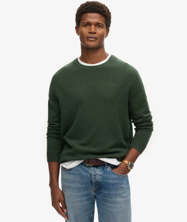 Superdry Essential Slim-fit Trui met Ronde Hals Groen