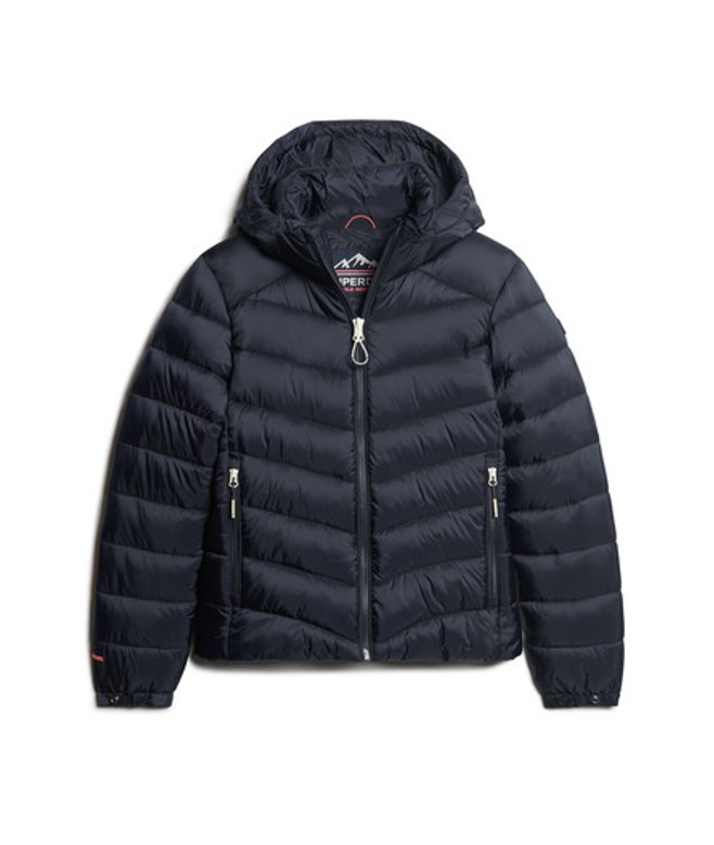 Superdry & Co Ladies Slim Fit Chevron Hooded Fuji Padded Jacket, Navy Blue