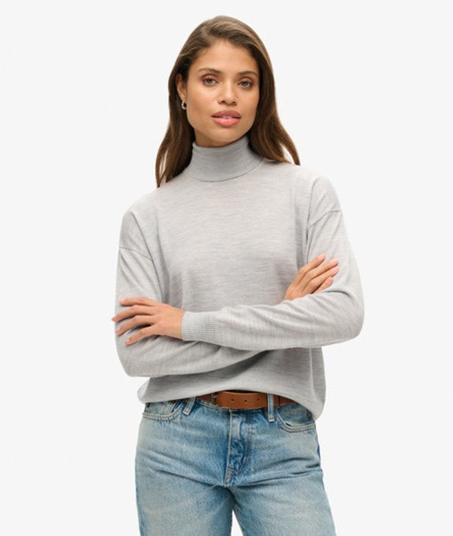 Damen Rollkragenpullover aus Merinowolle mit überschnittenen Schultern - Größe: 44 - Superdry - Modalova