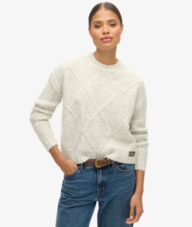 Damen Grobstrickpullover mit Zopfmuster - Größe: 40 - Superdry - Modalova
