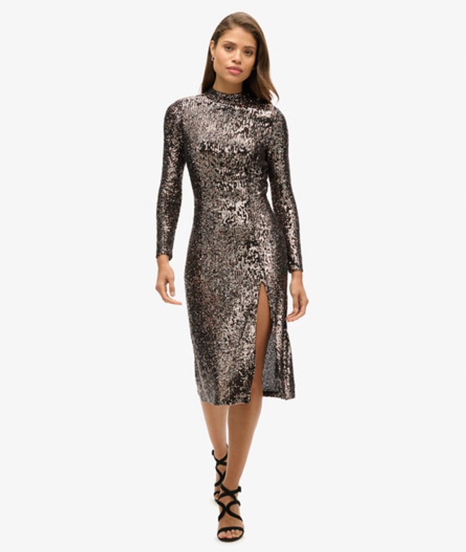 Midi-jurk met Pailletten en Blote rug Multi Grootte: 38 afbeelding