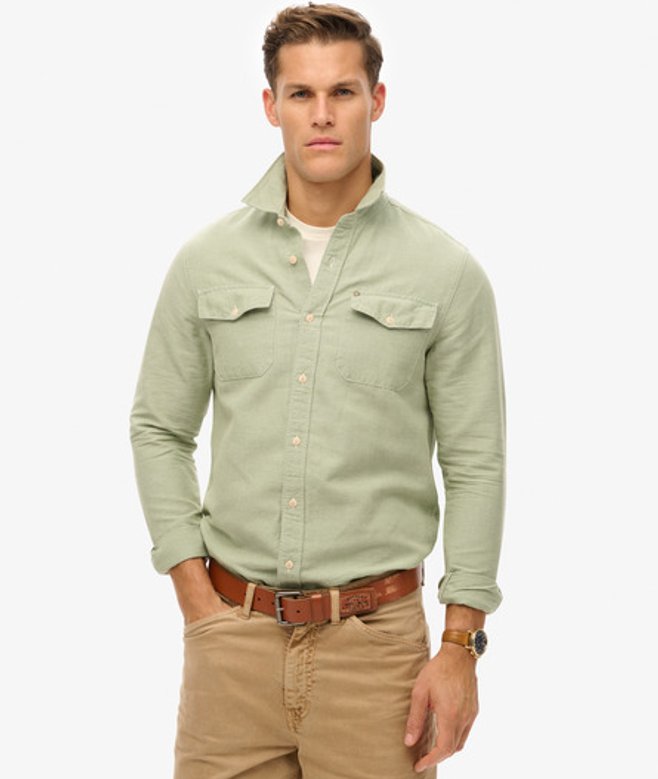 Men's The Merchant Store - Businesshemd aus Leinenmischgewebe - Größe: Xxxl - Superdry - Modalova