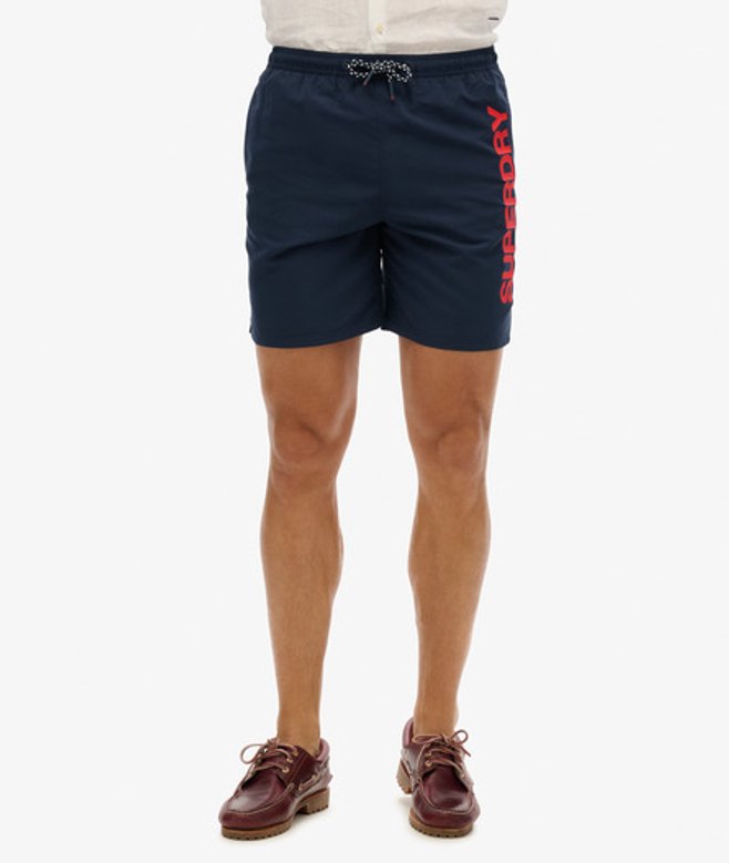 Gerecycled Zwemshort met Sportprint - 43 cm Blauw Grootte: M afbeelding