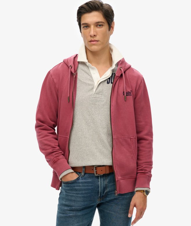 Sweat à Capuche Délavé Zippé à Logo Essential Taille: M - Superdry - Modalova