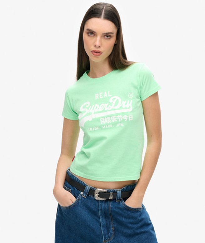 Slimfit T-shirt met Neonprint Groen Grootte: 36 afbeelding