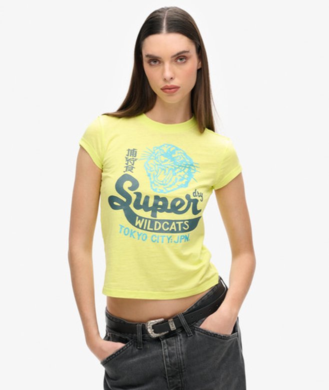 Damen Varsity T-shirt in Ausbrenneroptik - Größe: 38 - Superdry - Modalova