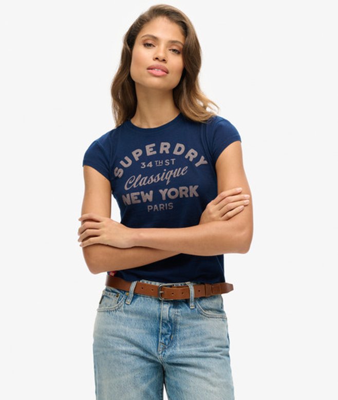 Damen Indigoblaues Workwear T-shirt mit Flügelärmeln - Größe: 40 - Superdry - Modalova