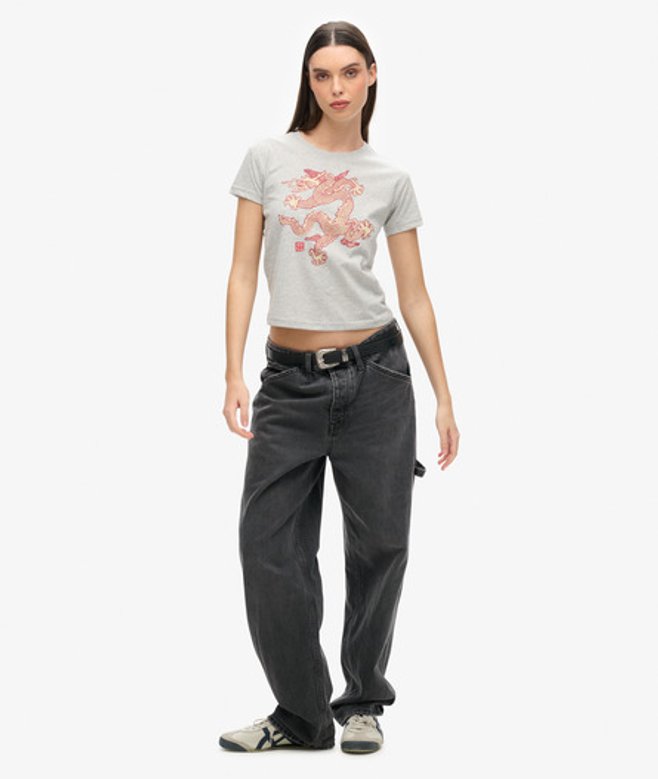 Superdry Women's x Komodo Dragon Slim T-shirt Light Grey / Pumice Stone Beige Marl