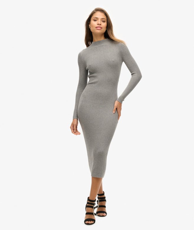 Rugloze Bodycon Midi-jurk Grijs Grootte: 44 afbeelding