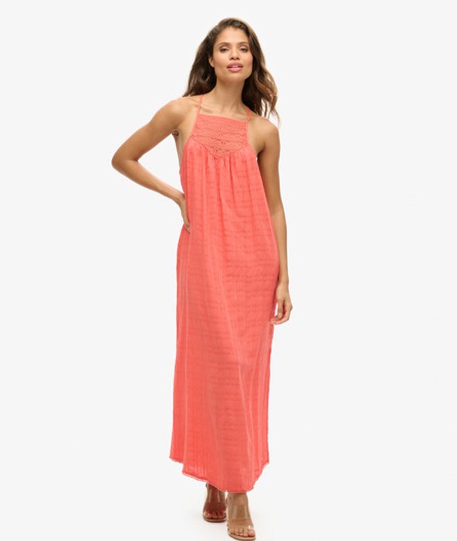 Lace Halter Maxistrandjurk Cream Grootte: 38 afbeelding
