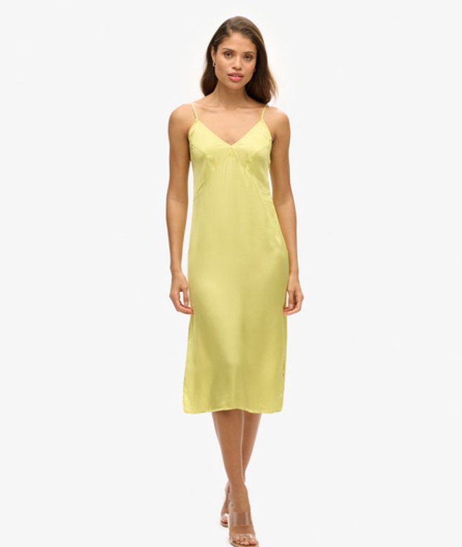 Superdry Satijnen Cami Midi-jurk Groen