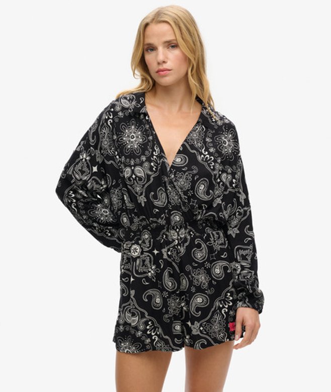 Superdry Damen Strand-playsuit im Vintage-look Schwarz