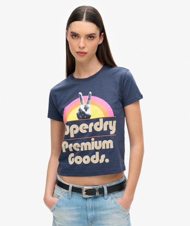 70s Retro Font T-shirt met Grafische Print