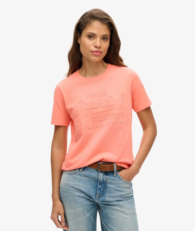 Vintage Logo T-shirt met Reliëfopdruk Cream Grootte: 36