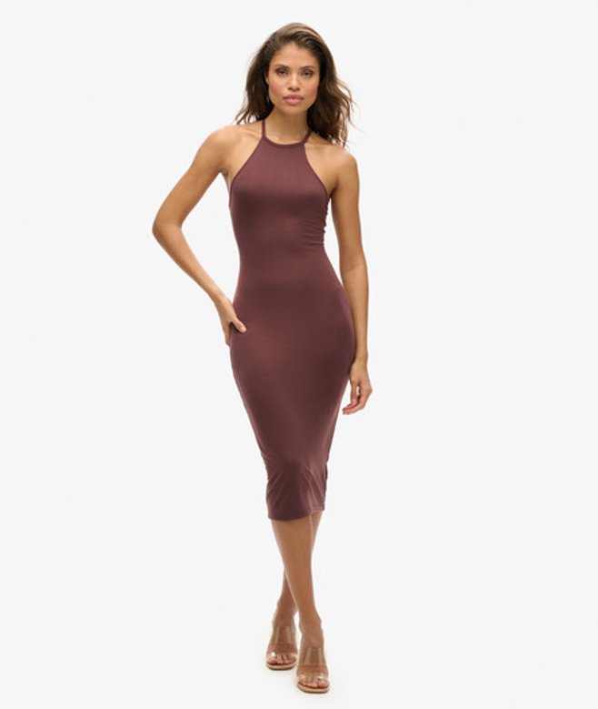 Jersey Midi-jurk met T-rug Bruin Grootte: 38 afbeelding