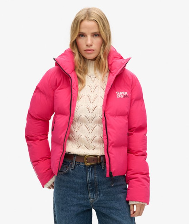 Superdry Wijdvallende Pufferjas met Capuchon Roze