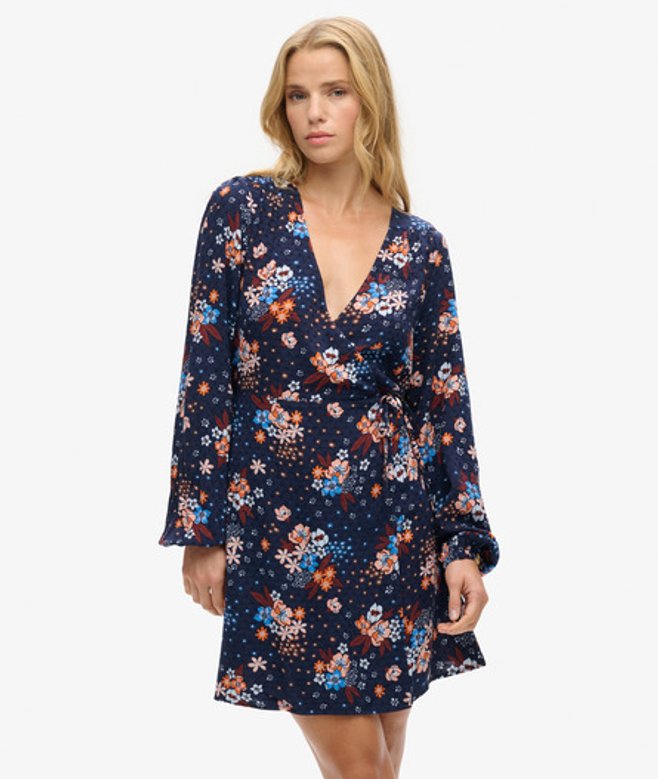 Mini-wikkeljurk met Print Blauw Grootte: 36 afbeelding