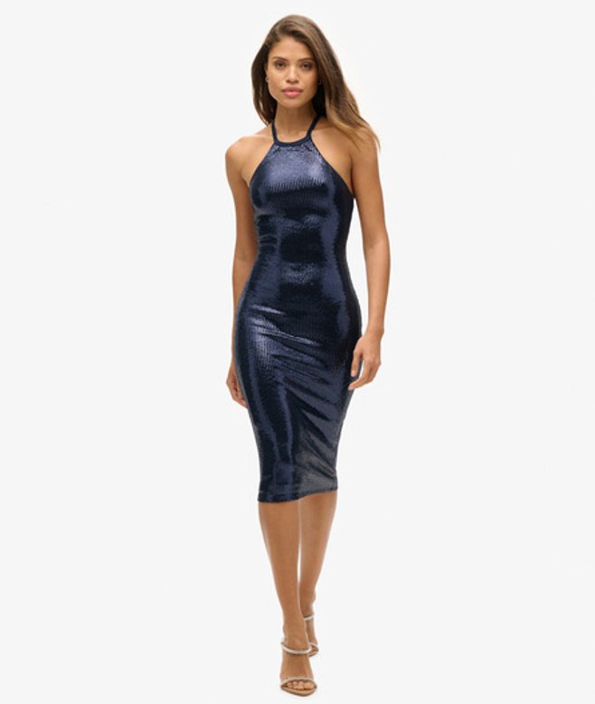 Damen Midikleid mit Nackenträger und Pailletten - Größe: 42 - Superdry - Modalova