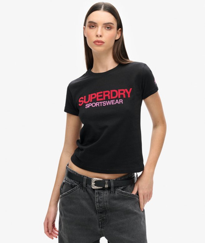 Aansluitend Sportswear T-shirt met Logo Zwart Grootte: 40 afbeelding