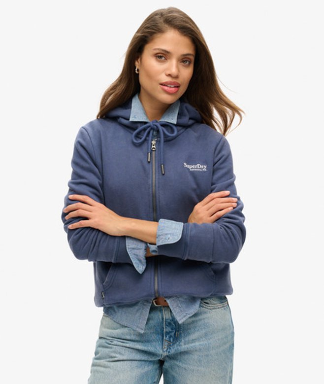 Essential Hoodie met Logo, Rits en Licht Geborstelde Voering Blauw Grootte: 40 afbeelding