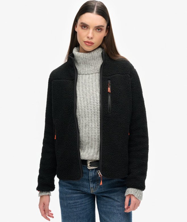 Superdry Women’s Outdoor Sherpa Fleece Jacket Black / Black/black – Size: 10 Superdry Women’s Outdoor Sherpa Fleece Jacket Black / Black/black – Size: 10