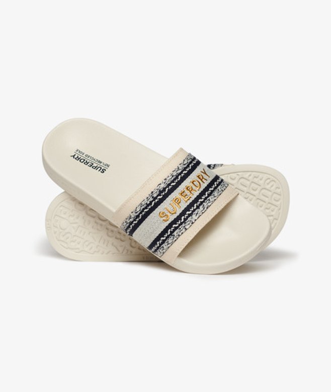 Superdry Vegan Geweven Badslippers Beige