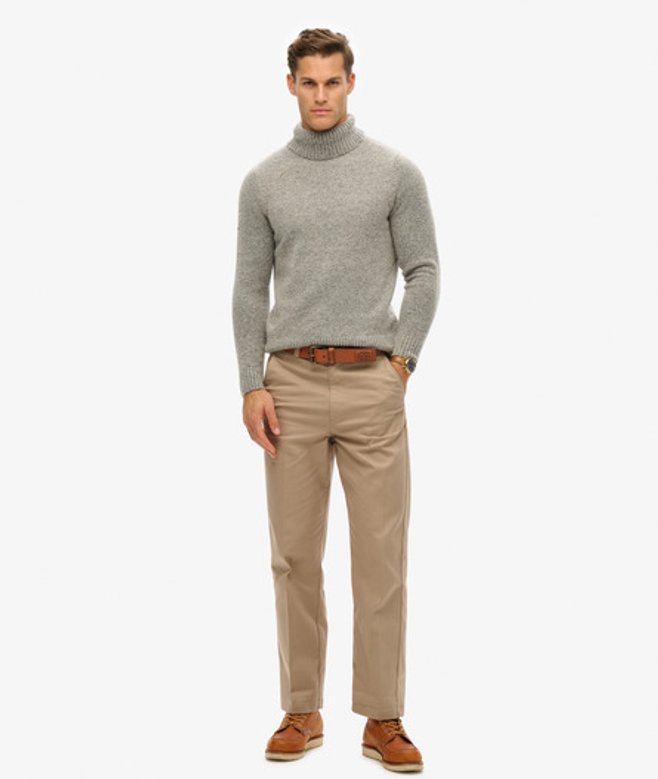 Superdry Chinobroek met Rechte Pijpen Beige