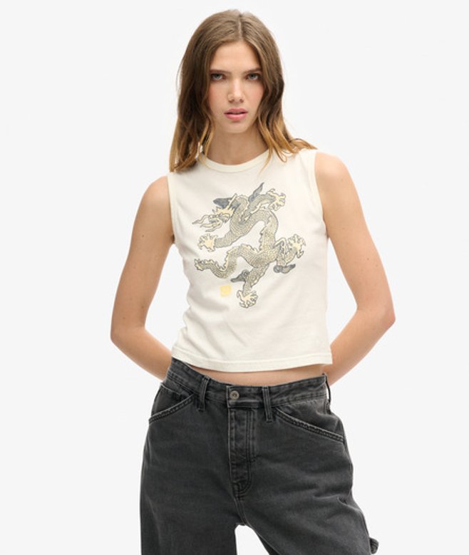 Superdry Women’s x Komodo Vintage Vest Top Cream / Ecru – Size: 8 Superdry Women’s x Komodo Vintage Vest Top Cream / Ecru – Size: 8