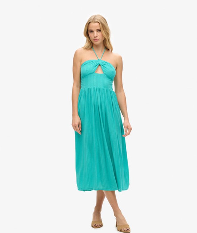 Midi-jurk met Uitsnijding Groen Grootte: 36 afbeelding