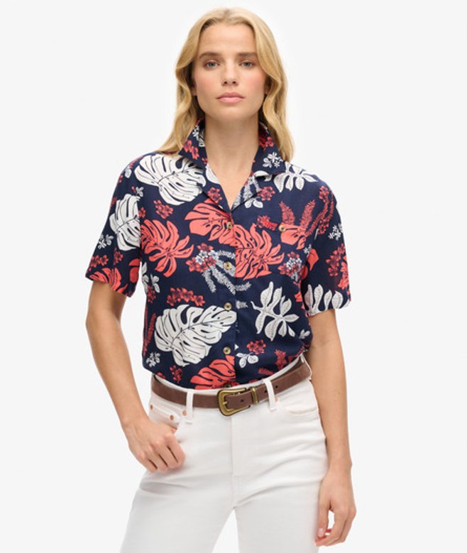 Superdry Women's Beach Resort Shirt Navy / Hawaiian Navy