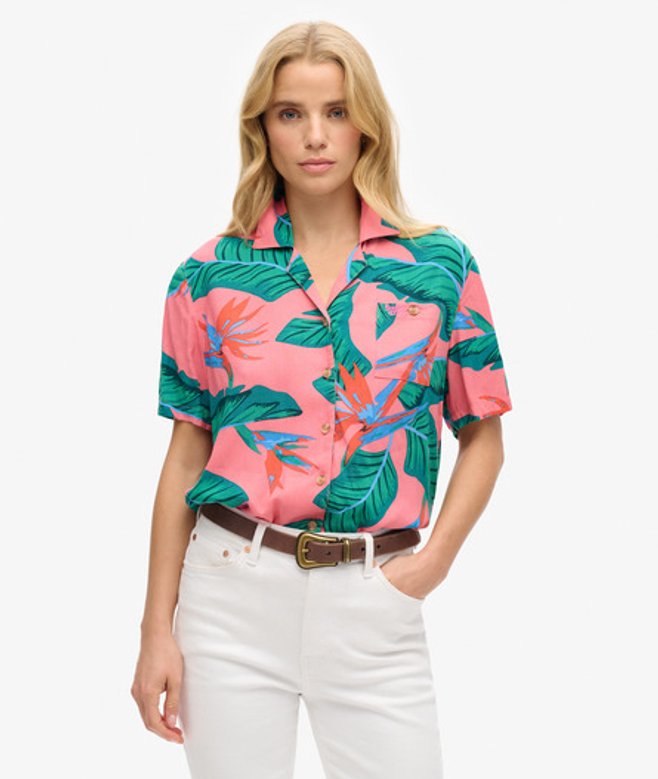 Superdry Women's Beach Resort Shirt Pink / Pink Paradise