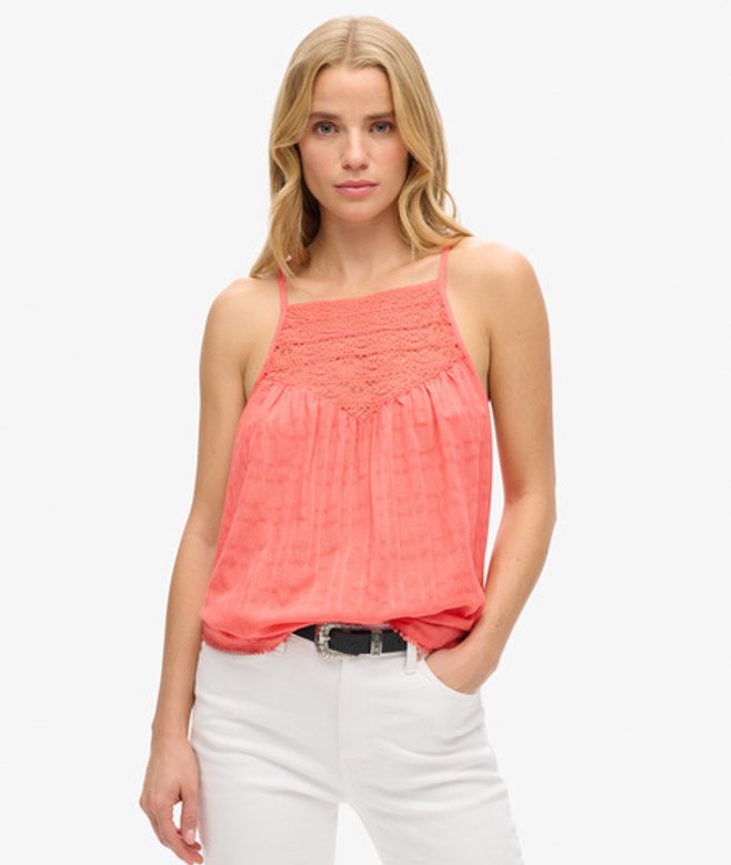 Cami Strandtopje met Kant Cream Grootte: 42 afbeelding