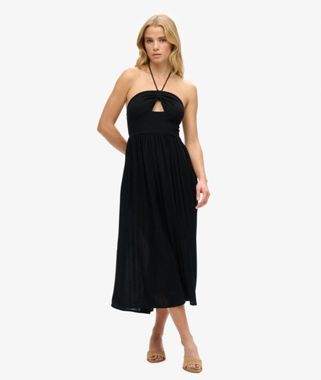 Midi-jurk met Uitsnijding Zwart Grootte: 36 afbeelding