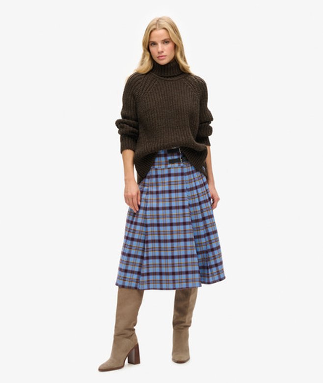 Damen Karierter Midi-faltenrock - Größe: 44 - Superdry - Modalova