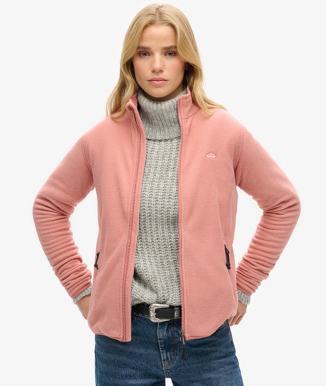 Superdry Women’s Polar Fleece Full Zip Jacket Pink / Ash Rose – Size: 8 Superdry Women’s Polar Fleece Full Zip Jacket Pink / Ash Rose – Size: 8