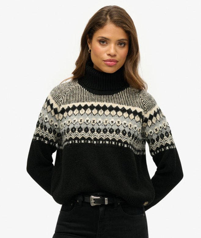Coltrui met Fairisle-patroon Zwart Grootte: 38 afbeelding