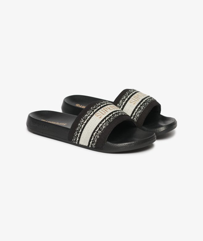 Superdry Geweven Interest Badslippers Black