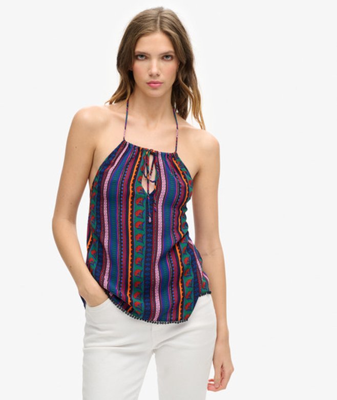 Beach Haltertop met Print Blauw Grootte: 40 afbeelding