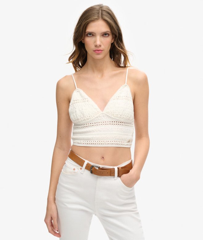 Jersey Kanten Bralette Wit Grootte: 38 afbeelding