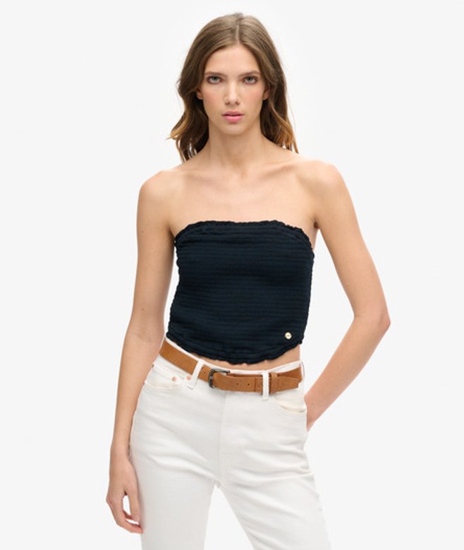 Women's Smocked Bandeau Top Navy / Eclipse Navy - Size: 12 - Superdry - Modalova