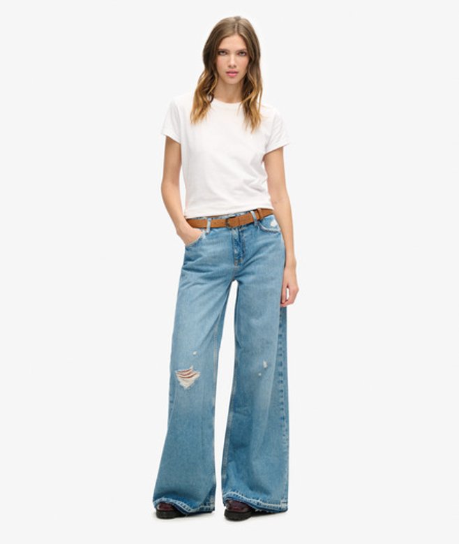 Damen Ausgestellte Jeans mit Unversäubertem Saum und Weitem Bein - Größe: 34/32 - Superdry - Modalova