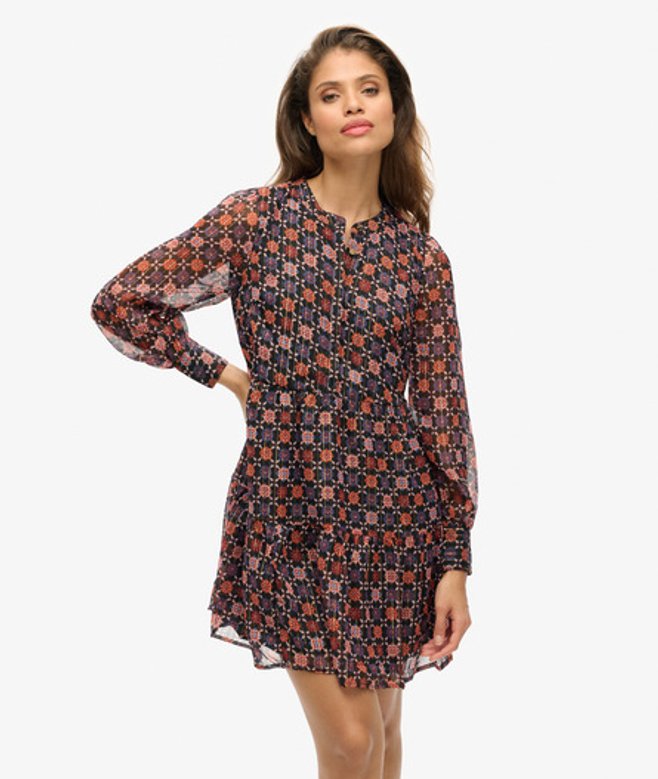 Damen Langärmeliges, Gestuftes Minikleid - Größe: 36 - Superdry - Modalova