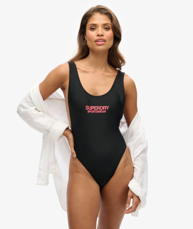 Damen Elastischer Badeanzug mit Tiefem Rückenausschnitt - Größe: 40 - Superdry - Modalova