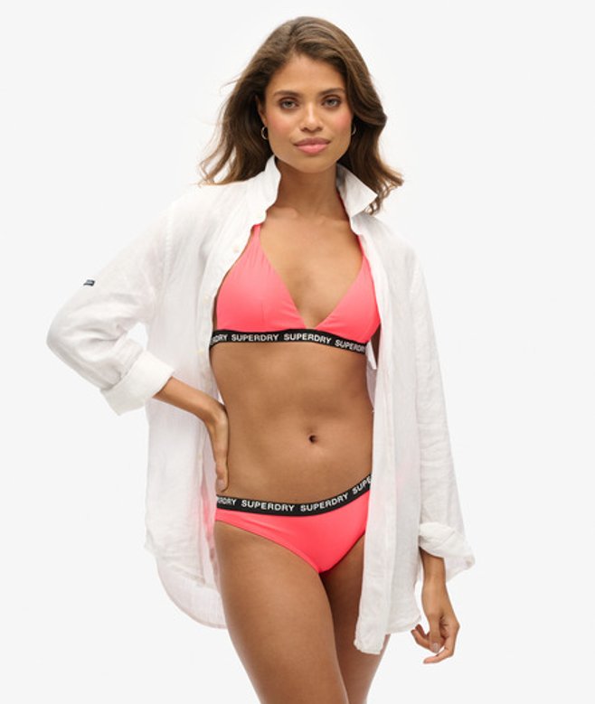 Superdry Women's Elastic Classic Bikini Bottom Pink / Hyper Fire Pink - Size: 8