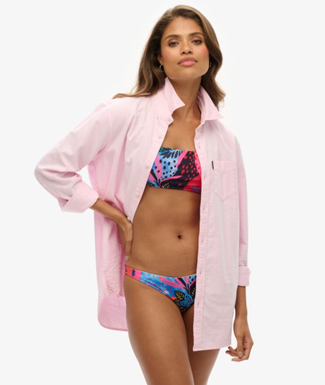 Image of Superdry & Co Women's Tropical Bandeau Bikini Top Multiple Colours / Blue Tropical - Size: 8 female 8 Multiple Colours