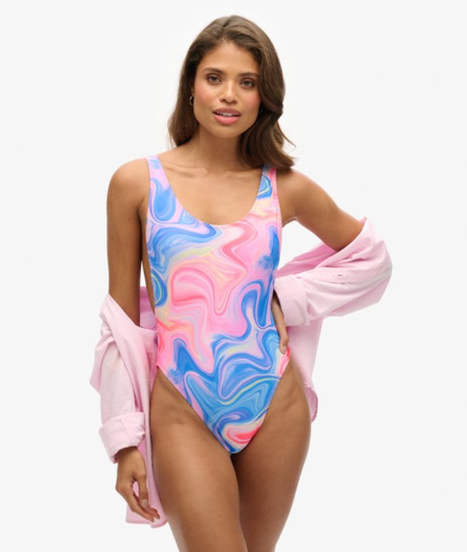Badpak met Print en Lage Halslijn Roze Grootte: 42 afbeelding